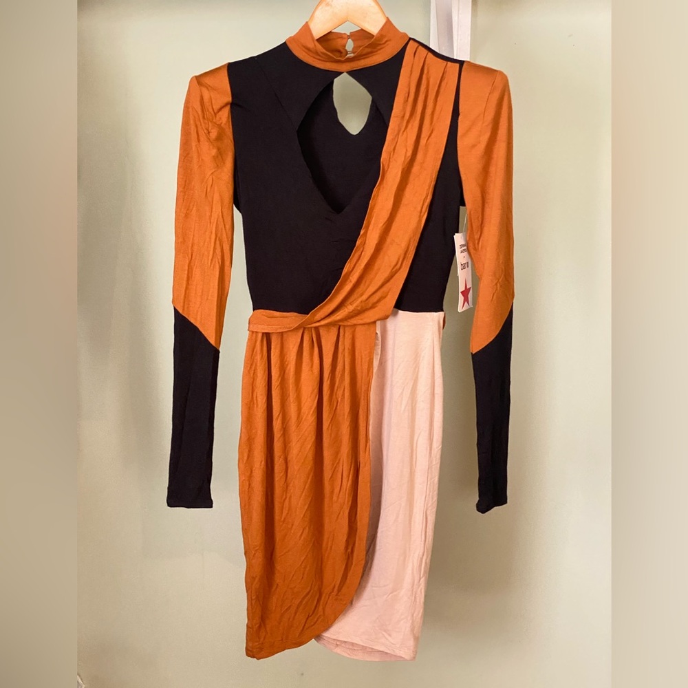 🍁Bar III Zerina Akers Long Sleeve Colorblock Dress